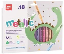 APLI Filctoll készlet, 3, 6 mm, kimosható, metálfényű, APLI Kids "Metallic", 18 különböző szín (LCA20627) - primatinta