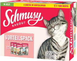 Schmusy 12x100g Schmusy Ragout aszpikos nedves macskatáp mix