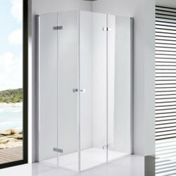 STUXI Verona Duo 100x90 aszimmetrikus két csuklóajtós zuhanykabin 6 mm vízlepergető üveggel, króm
