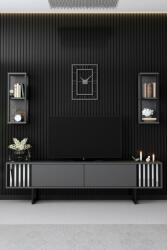 Hanah Home TV Unit Anthracite Black Chrome Line - Anthracite, Black (8683742126133)