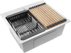 Rea Chiuveta inox cu set 3 accesorii negre Rea Leo 50 cm crom periat (KPL-06033) Chiuveta