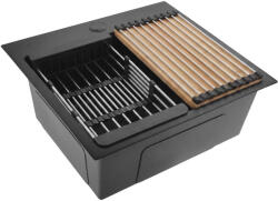 Rea Chiuveta inox cu set de accesorii 3 buc. REA Leo 50 negru (KPL-06035) Chiuveta