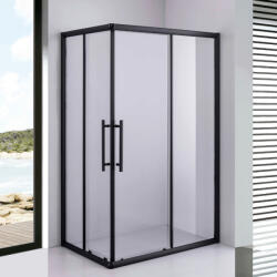 STUXI Nizza Black 100x70 cm aszimmetrikus két tolóajtós zuhanykabin 6 mm vízlepergető biztonsági üveggel, fekete elemekkel, 190 cm magas