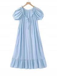  Kék Viszkóz Hálóing Kényelmes Szellős Finom Viszkóz S (nightdress viscose 739-025-BLUE)