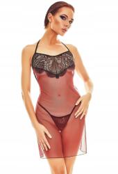 Anais Chemise Csipkés Tüll Nyitott Hátrésszel XXL/XXXL Fekete-piros (51-00556)