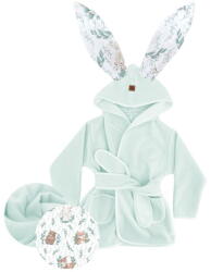 MimiNu Halat de baie, MimiNu, Cu urechi, 6 - 24 luni, Moale, Cu buzunare, Cu cordon, Din bumbac si thermo fleece, Lulu Natural (6426972011228) Prosop