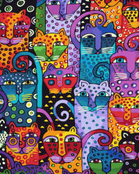 Oh Art! Set pictura pe numere, cu sasiu, Festivalul pisicilor, 40x50 cm (GX9372)