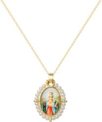 HARAHU Colier Medalion Fecioara Maria PM-41176 - Auriu / Alb / Tip1 KP41176