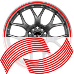  Set 16 inele autocolante pentru jante, rosu lucios, 13-19 inch (DJNT-01)