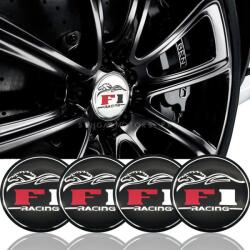 Set 4 ornamente centrale pentru janta F1 Black, aluminiu, diametru 5 cm (T160817-11)