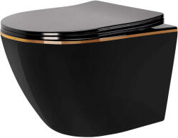 Rea Carlo Mini vas wc agăţat negru-auriu lucios REA-C4695 (REAC4695)