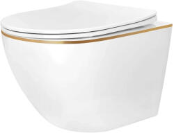 Rea Carlo Mini vas wc agăţat fără margine alb-auriu lucios REA-C6801 (REAC6801)
