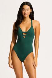 Seafolly női egyrészes fürdőruha Deep V - zöld XL
