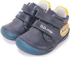 D.D.Step Sötétkék tengeralattjáró mintás, valódi bőr D. D. Step Barefoot (mezítlábas) gyerekcipő