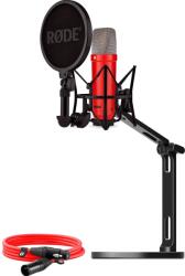 RØDE NT1 Signature + XLR cable + desktop studio arm red
