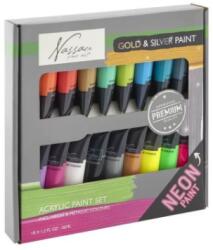 Nassau Fine Art Set culori acrilice neon si metalice Nassau Fine Art 18 culorix36ml (8720257141739)