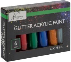 Nassau Fine Art Tempera cu sclipici, Nassau Fine Art, 6 culori, 75 ml/culoare (8720257134397)