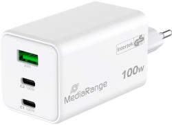 MediaRange HÁLÓZATI TÖLTŐ 2xUSB-C/1xUSB-A PD 3.0 QC 3.0 100W FEHÉR (MRMA123)