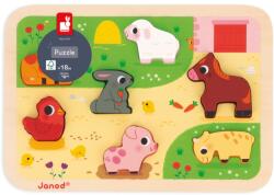 Janod Chunky Farm Puzzle interaktív formaberakó játék 18m+ 7 db