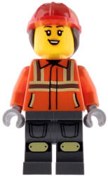 LEGO® Minifigurák Építőipari munkás nő, vöröses narancssárga ruhában és sötét kékesszürke nadrágban cty1972 (cty1972)