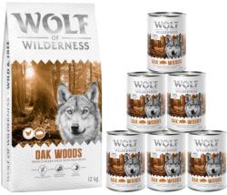Wolf of Wilderness 12kg Wolf of Wilderness száraz kutyatáp + 6x400g nedves kutyatáp - Adult Oak Woods - vaddisznó (új recept)