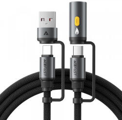 ACEFAST USB-C / USB-A - USB-C / öngyújtó kábel Acefast J6, 60W, 3A, 1, 2m, fekete