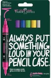 Faber-Castell Akril marker készlet, kétvégű MULTIMARK vibráló szín Faber-Castell fehér, fukszia, levélzöld, kék, sárga, levendula 6klf. szín (FC186009) (FC186009)