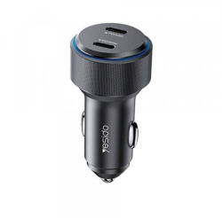 YESIDO Y48 autós töltő, 60W, 3A, 2 x USB-C, fekete