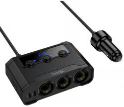 hoco. Autós töltő Hoco Z64, 15.5W, 3.1A, 2 x USB-A - 2 x USB-C - 3 x hosszabbító, fekete
