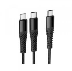 hoco. USB-C - 2 x USB-C töltőkábel Hoco X123, 10W, 3A, 1m, fekete