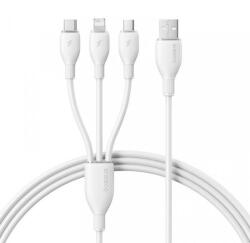 Baseus USB-A - Lightning / microUSB / USB-C töltőkábel Baseus Ultra Fast 3in1, 18W, 3.5A, 1.3m, fehér P10376303211-00