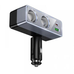 hoco. Autós töltő Hoco Z65B, 240W, 1 x USB-A - 1 x USB-C - 2 x hosszabbító, fekete