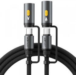 ACEFAST USB-C / Zseblámpa - USB-C / Öngyújtó kábel Acefast J4, 60W, 3A, 1, 2m, Fekete