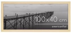 Americanflat MDF Fa Képkeret 100x40 cm Természetes Tölgy - Törhetetlen Plexi Üveggel, Vízszintes és Függőleges Falra Akasztható Fényképkeret