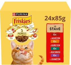 Friskies tasakok macskáknak csirkével, marhával, báránynal, kacsával lében 24 x 85 g
