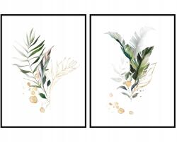 Pilakat fű levelek grafika diptichon zöld 30x40 (plakat dyptyk 2szt liście 40x30)