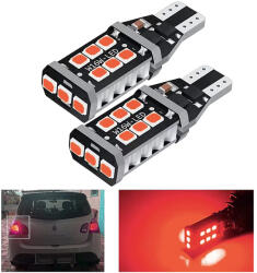 LEDtech W16W T15 féklámpa LED izzó égő PIROS Canbus 2db-os készlet✔️
