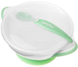 Akuku Bol cu inel de vid White/Green 0504 Set pentru masa bebelusi