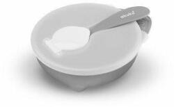 Akuku Set bol cu linguriță pentru bebeluși Grey 4m+ 0425 A Set pentru masa bebelusi