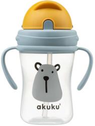 AKUKU Pahar pentru copii cu pai din silicon 300 ml Bear 0203