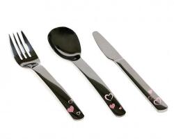 KioKids Set de tacâmuri metalice 3 piese roz 03310-9 Set pentru masa bebelusi