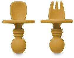 Interbaby Set de tacâmuri din silicon Anti-Choking Earth Ocher Set pentru masa bebelusi