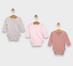 Rainy Set de body-uri 3 piese cu mâneci lungi 48 - 68 cm roz/cenușiu de trandafiri/cacao cald