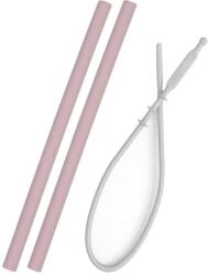 Minikoioi Paie din silicon 2 buc. + perie Flexi Straws Pink 101110003