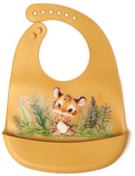 KioKids Bavețică din silicon pentru bebeluși cu buzunar Tigru Mustard 06344-1 Bavata