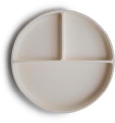 Mushie Farfurie din silicon cu vid, cu trei compartimente, Ivory Set pentru masa bebelusi