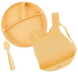 Minikoioi Set de hrănire Feeding Set 100% silicon 6 luni+ Yellow Set pentru masa bebelusi