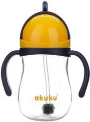AKUKU Pahar pentru copii cu pai din silicon galben 0165
