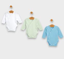 Rainy Set de 3 body-uri cu mânecă lungă 48 - 80 cm alb/măr/albastru