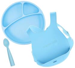 Minikoioi Set de hrănire Feeding Set 100% silicon 6 luni+ Blue Set pentru masa bebelusi